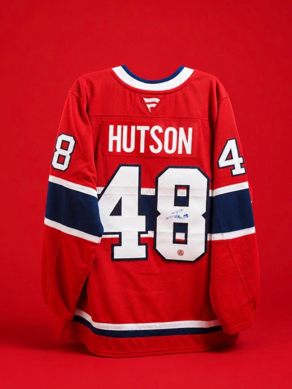 AUTOGRAPHED AJ SPORTS LANE HUTSON MONTREAL CANADIENS FANATICS PREMIUM JERSEY